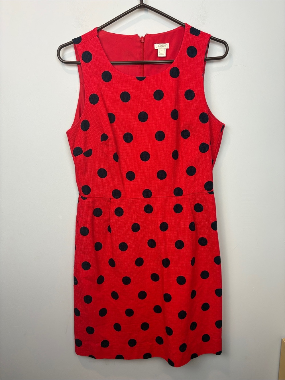 J. Crew Red Polka Dot Sleeveless Sheath Dress